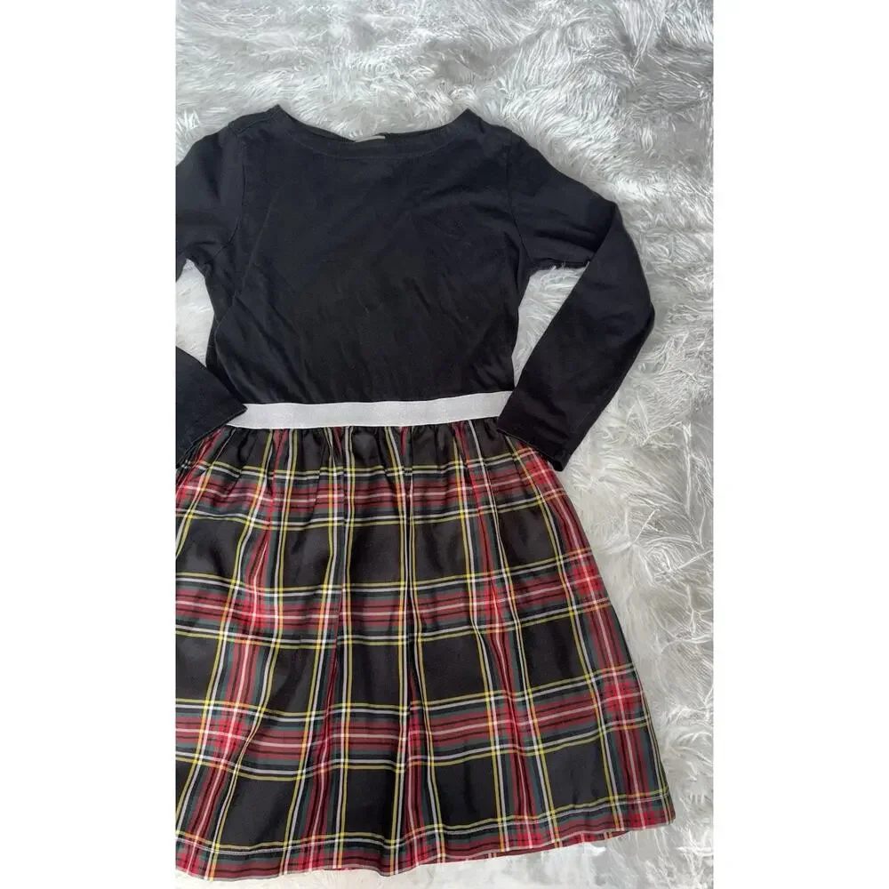 Crewcuts Girls 8 Black Holiday Plaid Skirt Design Party Dress. Beaut, Exc. Cond